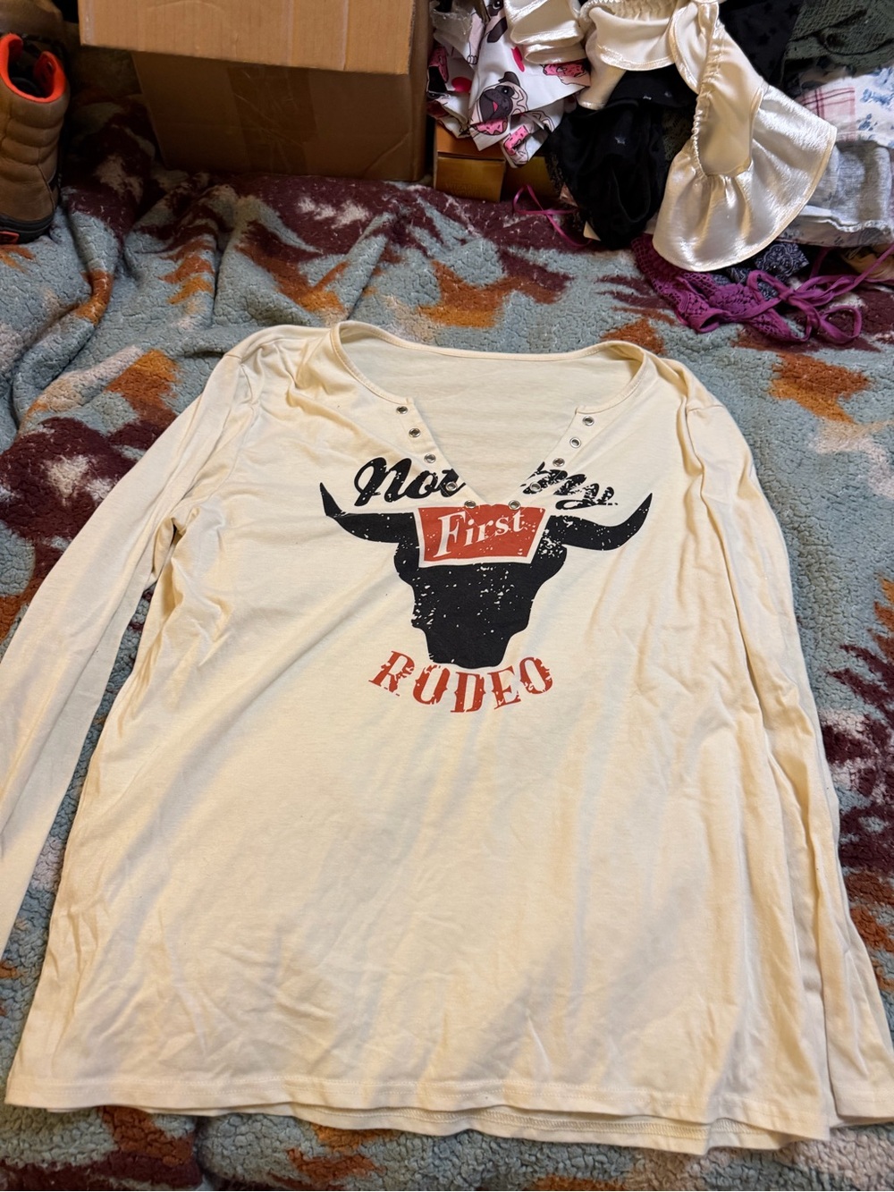 First Rodeo Cream Long-Sleeve Graphic Tee by